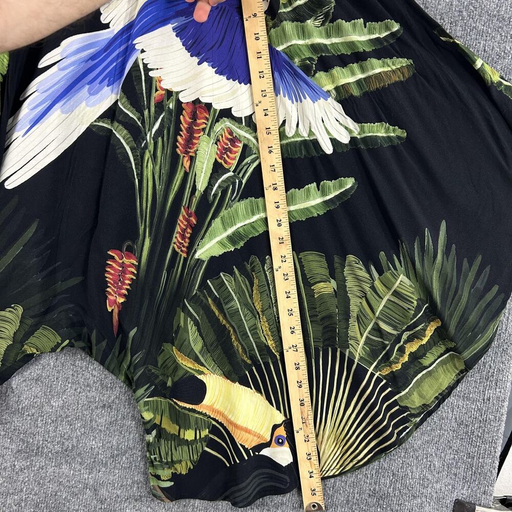 Farm Rio Pants Women Small Tropical Bird Jungle Harem Black Boho Summer Resort - Picture 12 of 12